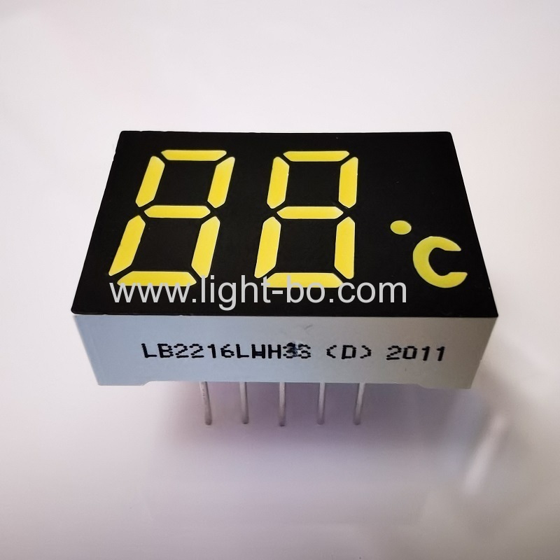 Custom Ultra white dual digit 0.47" 7 segment led display common cathode for temperature indicator