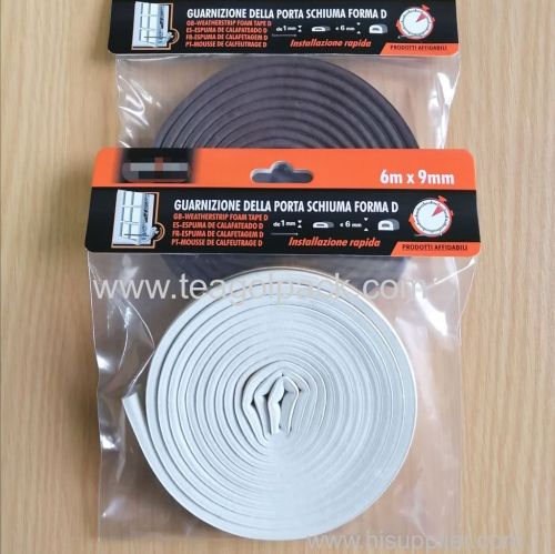 D Section Draught Excluder 6M / D-Profile Self-Adhesive Rubber Foam Seal Strip 6M(3mx2rolls). EPDM-Profile.