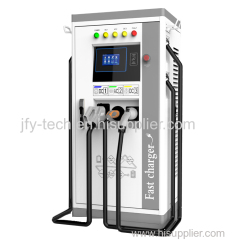 DC rapid EV charging station with CHAdeMo+CCS combo2+AC type2 guns