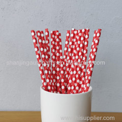 Red Big Polka Dot Drinking Paper Straws