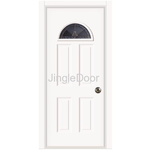 metal door with half arch glass