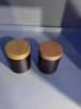 250g 6oz frosted amber pet jar with wood printing cap wtp lid