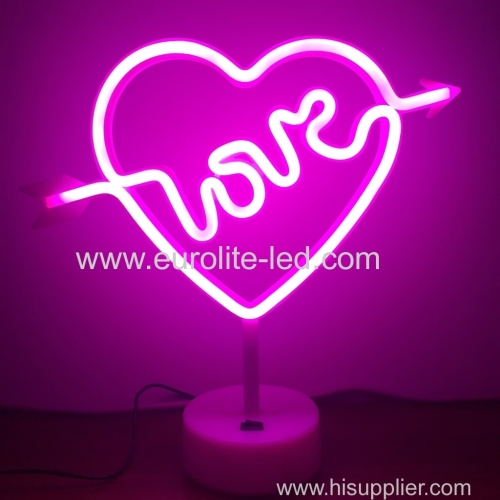 Fancy Direct Neon Love Heart Light Pink LED Neon Sign Light For Party