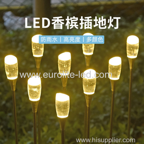 Led champagne plug in lamp stainless steel rod acrylic bubble bar lawn lamp outdoor lighting project reed lamp