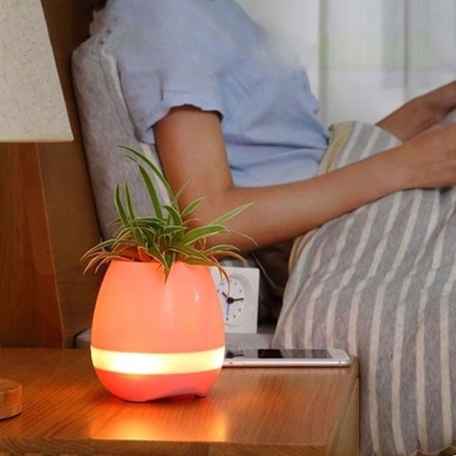 Bluetooth Audio Smart flower Pot touch plant music potted LED lights plastic Vase home decoration accessories toys