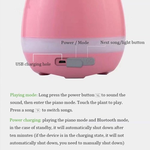 Bluetooth Audio Smart flower Pot touch plant music potted LED lights plastic Vase home decoration accessories toys