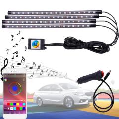 Car Interior Light RGB LED Decorative Light Strip With USB Wireless Remote Music Control Multiple Modes Car Foot Light