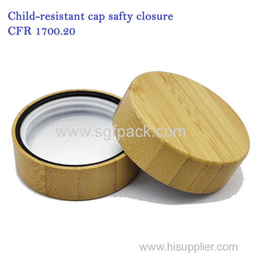 Hot sale 100% eco friendly bamboo Child resistant CR cap Real bamboo lid for bottles jars