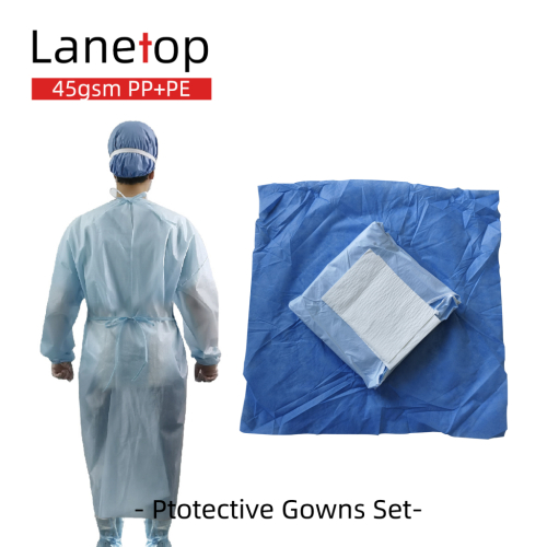 Full Breathable Outside SMS Isolation Gown Set with Hand Towel