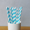 Blue Big Striped Drinking Paper Straws