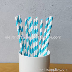 Blue Big Striped Drinking Paper Straws