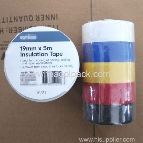 19mmx5M Insulation Tape 5PK Assorted colors