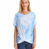 Women's Tie Dye Twist Knot Short Sleeve Tshirts