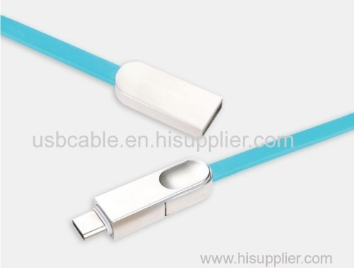 Zinc alloy data cable 2 in 1 1 to 2 charging cable usb data cable factory manufacturer