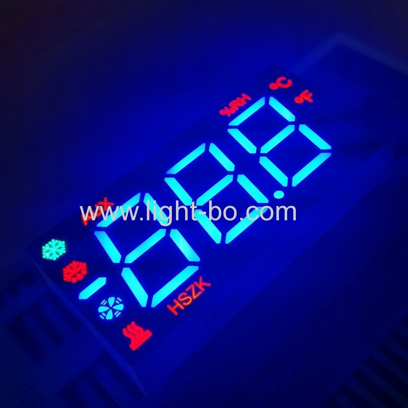 Multicolour Triple Digit 7 Segment LED Display with Minus Sign for refrigerator controller