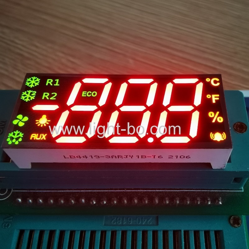 Red/Green/Yellow Triple Digit 7 Segment LED Display Common Anode for Refrigerator Temeprature Indicator