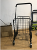 30KGS factory customized portable folding wire shopping cart for supermarkets quick removal of rear wheels