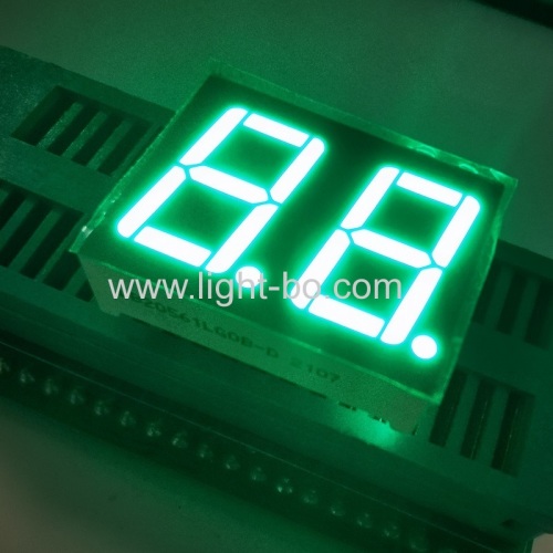 Pure Green 14.2mm Dual Digit 7 Segment LED Display common cathode for instrument panel