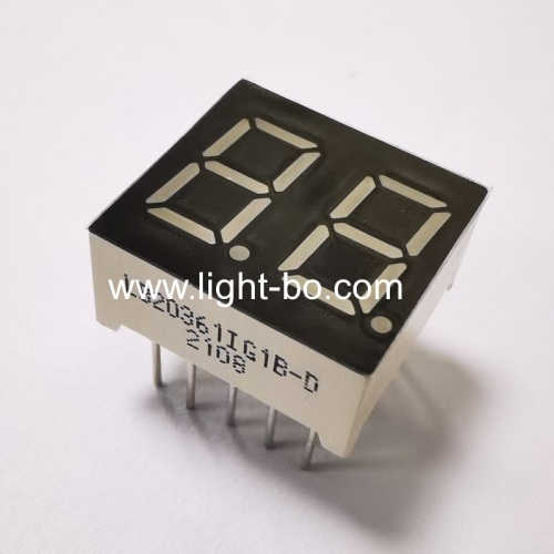 Pure Green Dual Digit 0.36  7 Segment LED Display common anode for Instrument Panel