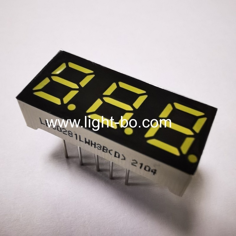 Ultra bright white 3 Digit 0.28" (7mm) 7 Segment LED Display common cathode for Temperature controller