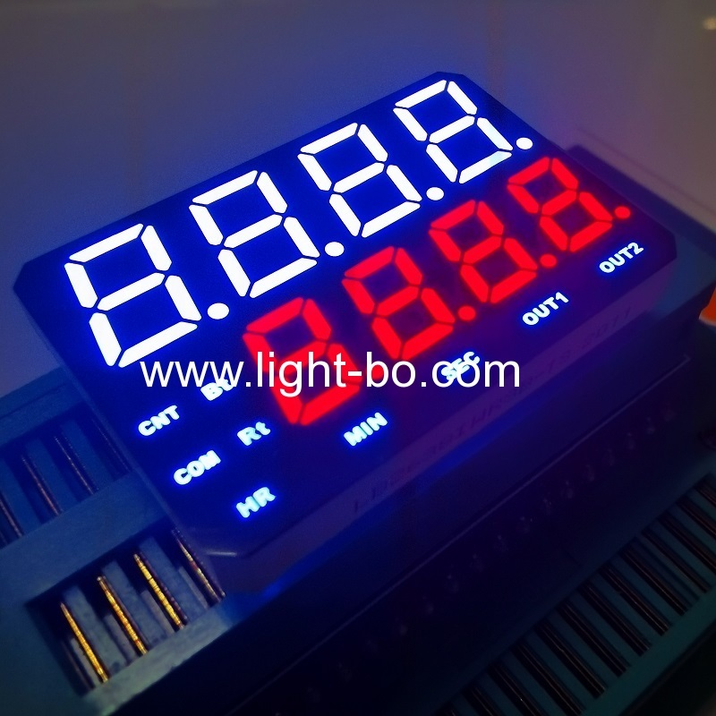 Dual Line Ultra white /Ultra Red 4 + 4 Digits 7 Segment LED Display Common Anode for Temperature/Humidity/Timer