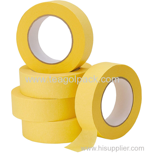 140micx1250mmx2000M Crepe Paper Masking Tape Jumbo Rolls Yellow Nature Rubber Glue