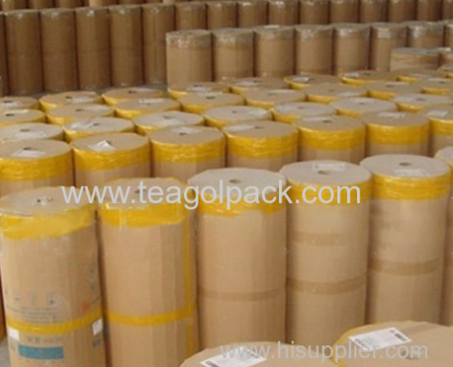 140micx1250mmx2000M Crepe Paper Masking Tape Jumbo Rolls Yellow Nature Rubber Glue