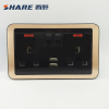 Factory Price Black Color 3 Pin UK Plug Twin 13A Switched Socket with Neon And 2 USB For Home/Commercial