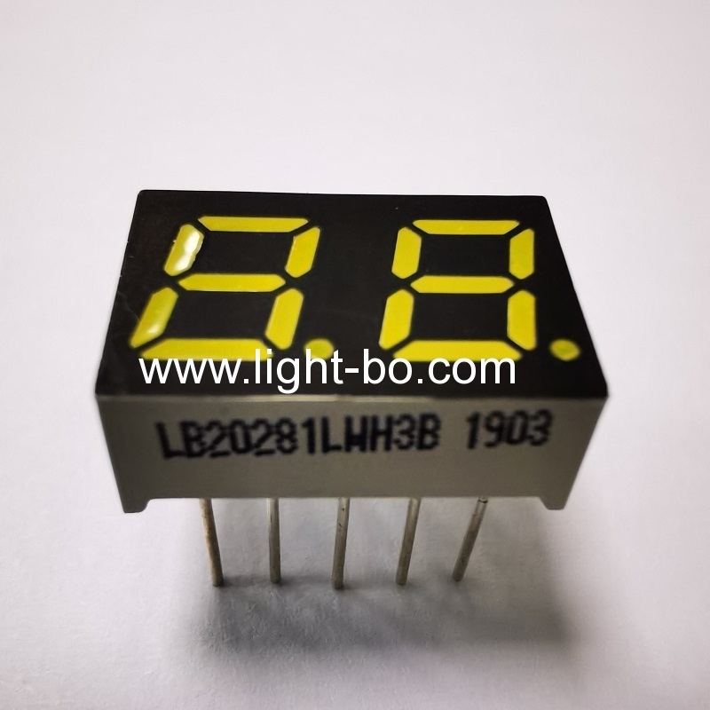 Ultra white dual digit 0.28" 7 segment led display common cathode for small home appliances