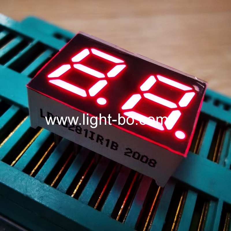 Ultra white dual digit 0.28" 7 segment led display common cathode for small home appliances