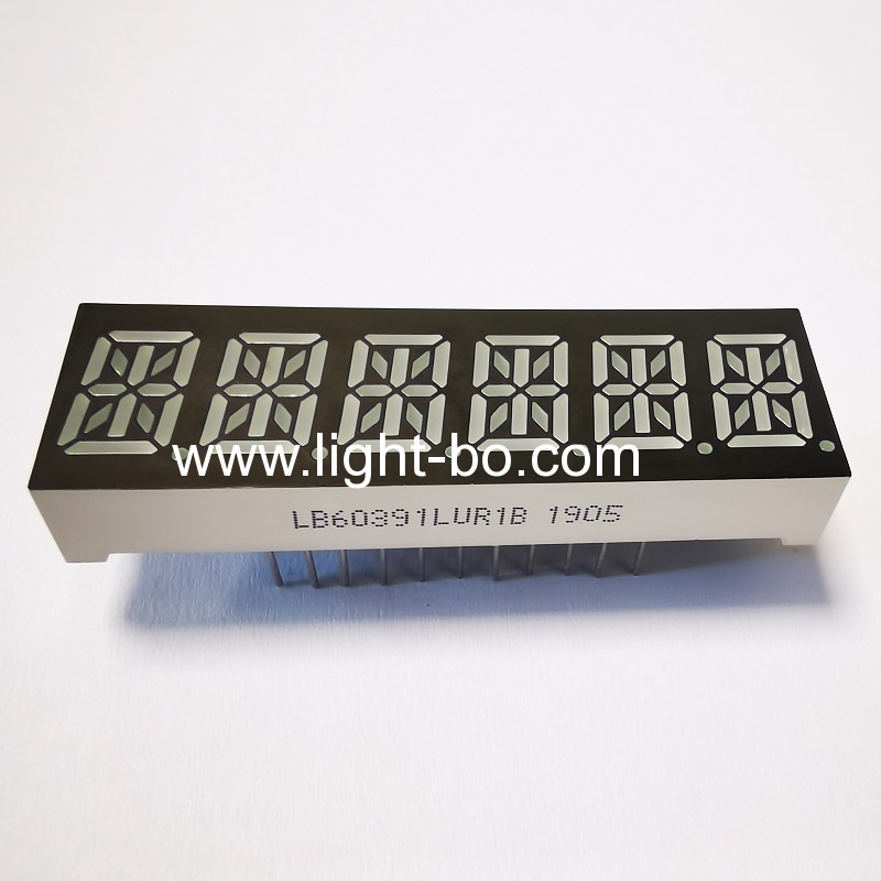 Super bright Red 6 Digit 10mm 14 segment led display common cathode for instrument panel