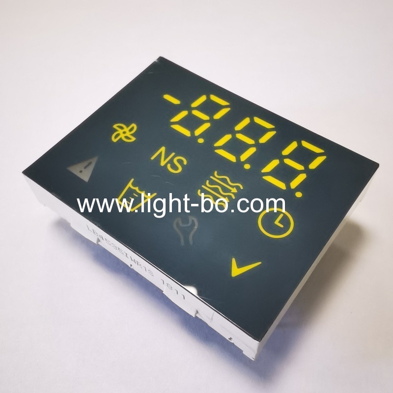 Customized Yellow / Green / Red Triple Digit 7 segment led display for Digital Refrigerator Controller