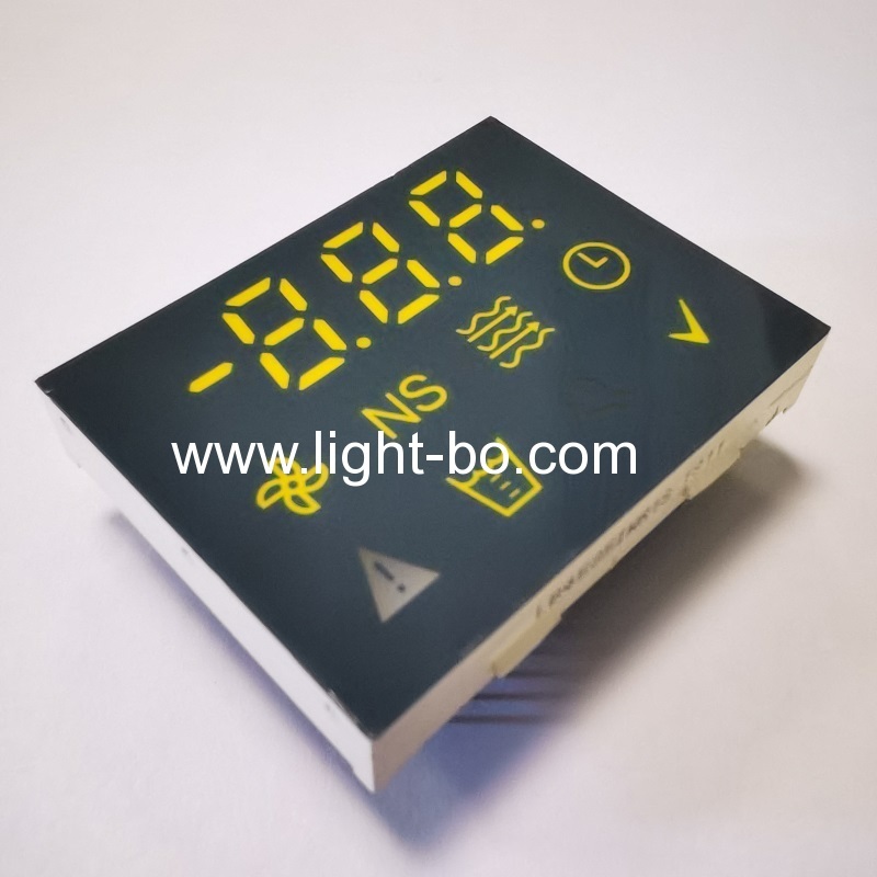 Customized Yellow / Green / Red Triple Digit 7 segment led display for Digital Refrigerator Controller