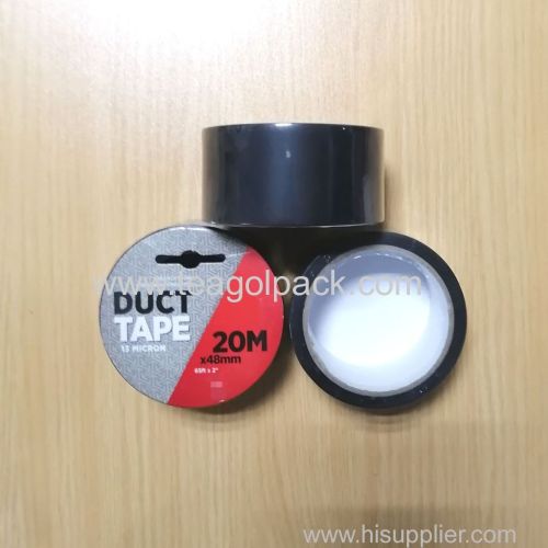 0.13mmx48mmx20m (2 X65feet) PVC Duct Tape Black