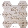 Baby Milestone Wood Customise Custom Eucalyptus Flower Milestones Cards Customizable Set Of 12 Monthly Hexagon Milestone
