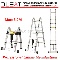 Dleat 1.6m+1.6m Aluminum Double Telescopic Ladder With EN131