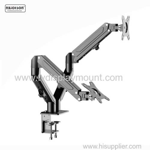 Gaming Gas Spring Computer Dual Monitor Arm Desk Monitor Mount with C-Clamp Laptop Mount Arm