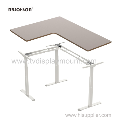Ergonomic L Shape Electric Lifting Table Electric Standing Desk L-shaped with 3 Legs Office