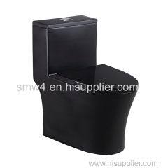 porcelain once piece commode floor mounted black color toilet