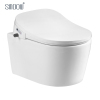 Sanitary Ware Ceramic Round Rimless Intelligent Wall Hung Smart Toilet Chinese One Piece Smart Seat Cover Wall Mounted
