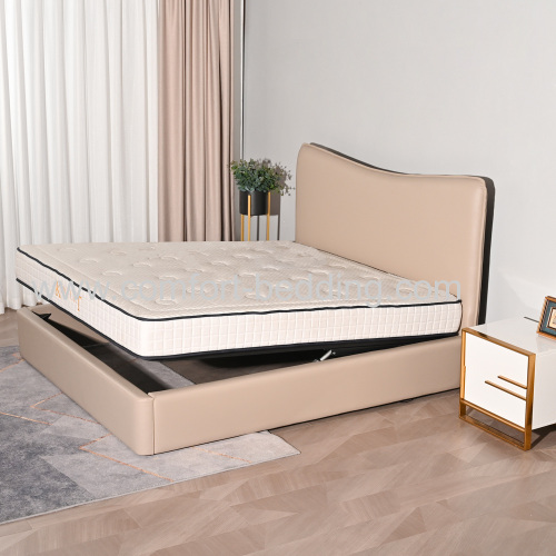 Konfurt Manufacturer Birch Electric Bedroom Furniture Leather Upholstered Lift Double Storage Bed