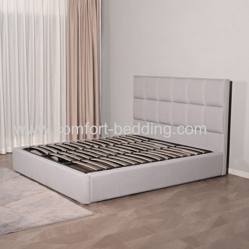 Konfurt Modern Simple Design Bedroom Furniture Fabric Single Queen Bed with Storage