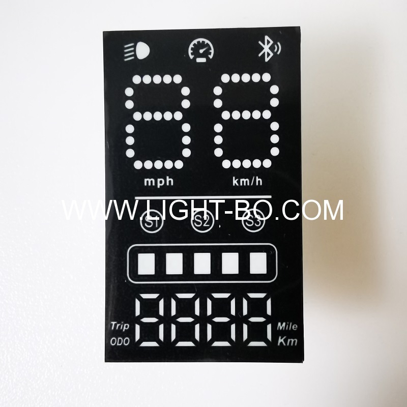 Ultra white customized 7 segment led display module for electric vehicle