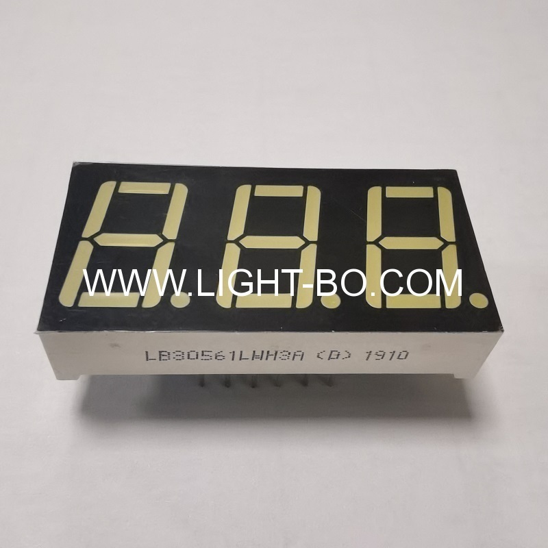 Ultra Bright White Triple Digit 0.56" 7 Segment LED Display common cathode for Instruments