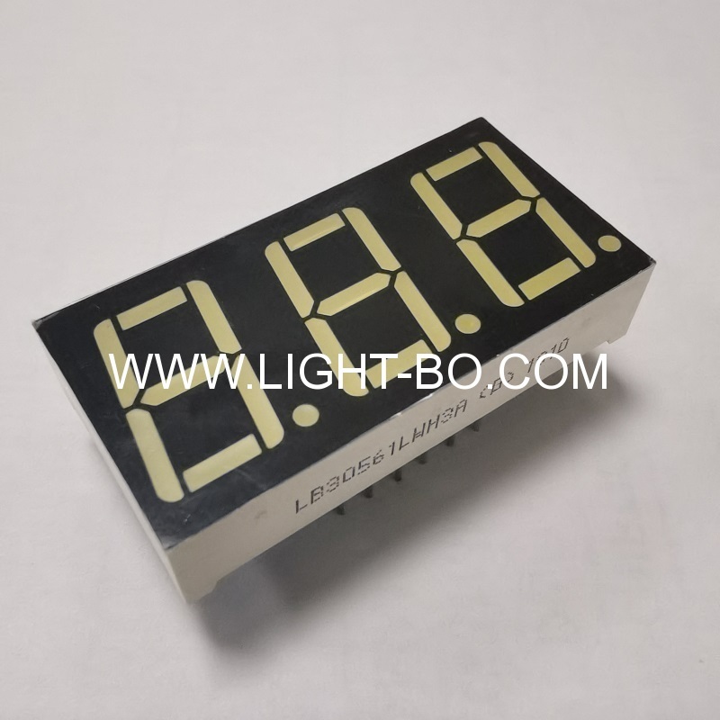 Ultra Bright White Triple Digit 0.56" 7 Segment LED Display common cathode for Instruments