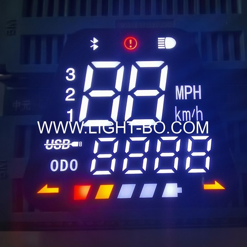 Customized White/Red/Yellow 7 Segment LED Display for Electric Motorcycle/Bike Vehicle