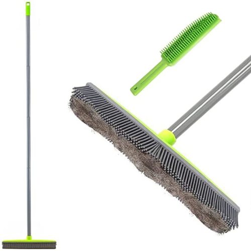 Pet Hair Removal Rubber Broom and Rug Lint Brush Set