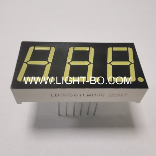 Long pins Triple digit 0.56  ultra white 7 segment led display common cathode for Instrument Panels