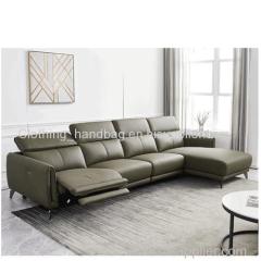 Italian Minimalist Three-Seat Chaise Longue Leather Sofa Side Carrying Usb Electric Button L-Shaped Chaise Longue