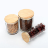 Eco friendly Glass food storage bottle glass jar with bamboo wooden lid for food candy